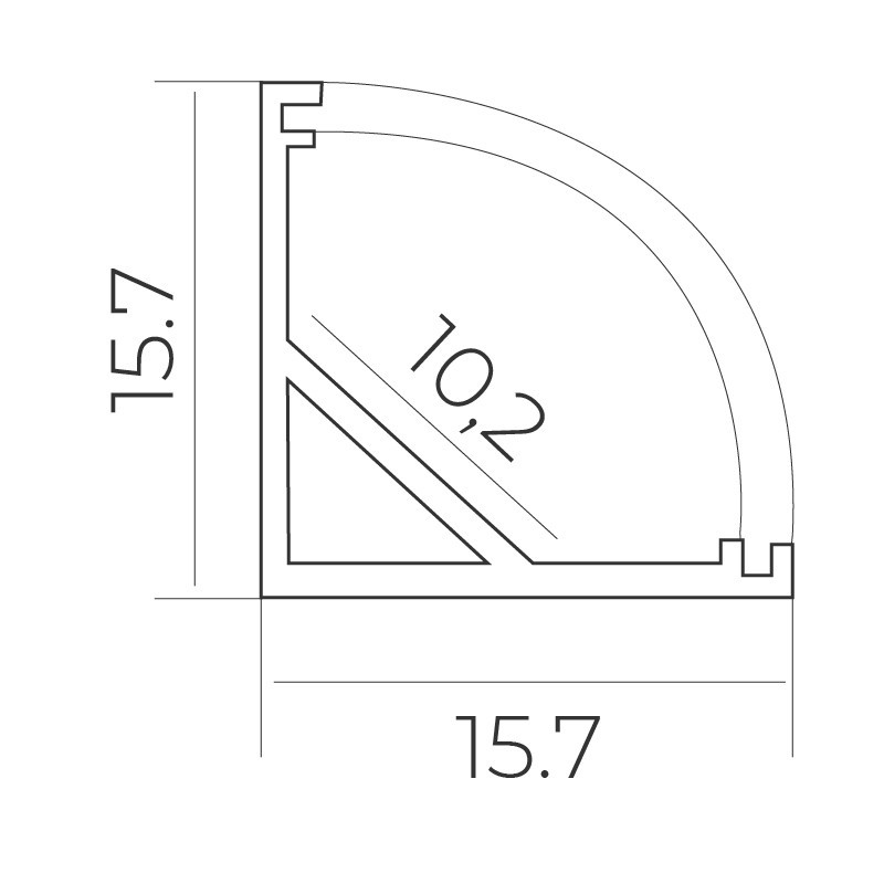 Комплект алюминиевого профиля и матового рассеивателя 2 м 15,7*15,7 мм, накладной, серебряный Днепр - изображение 2