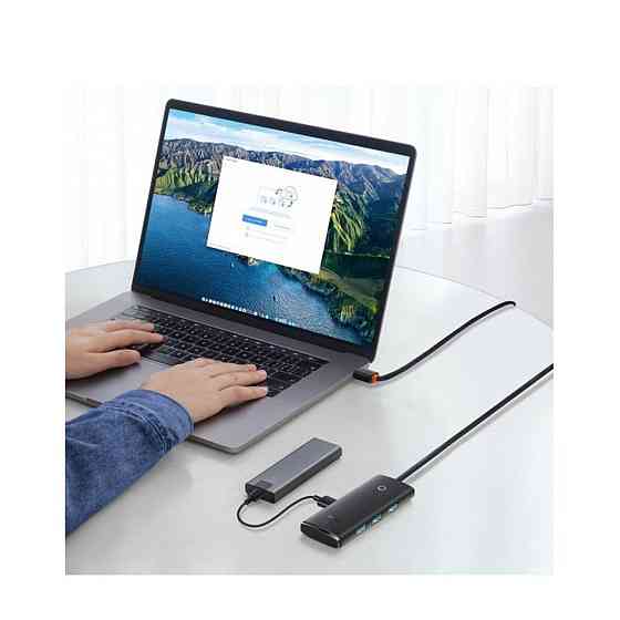 Хаб адаптер перехідник Baseus Lite Series 4-Port USB-A HUB 1m, колір чорний WKQX030101 Одеса