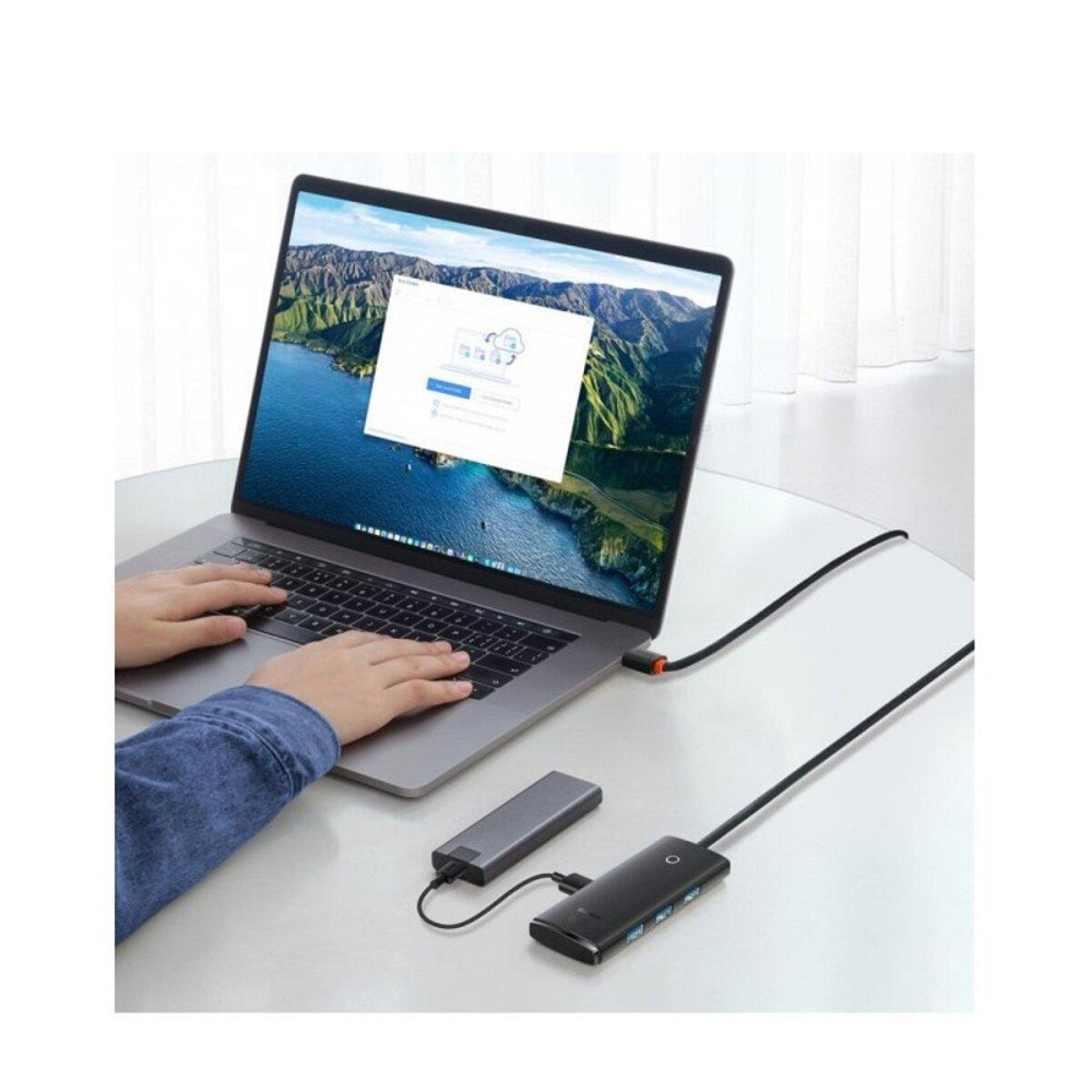 Хаб адаптер перехідник Baseus Lite Series 4-Port USB-A HUB 1m, колір чорний WKQX030101 Одеса - фото 4