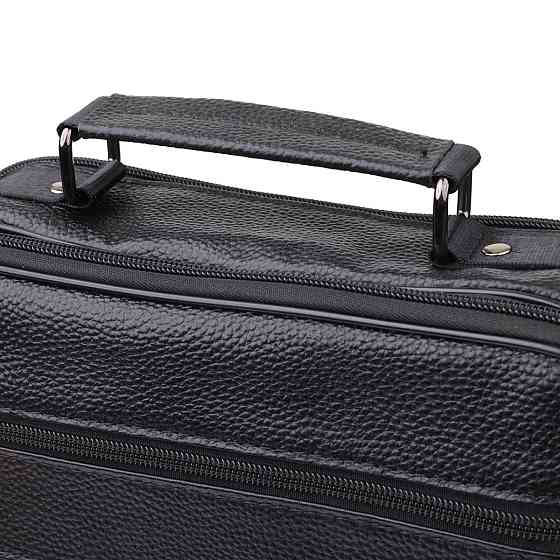 Вместительная мужская сумка с ручкой для переноса в руке из натуральной кожи Vintage 23023 Черный Киев