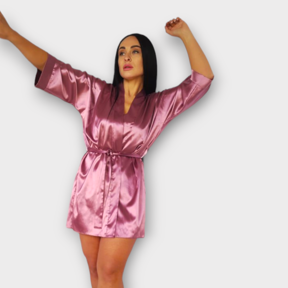Халат женский атласный под пояс темно Розовый (фрез) M/L Харьков