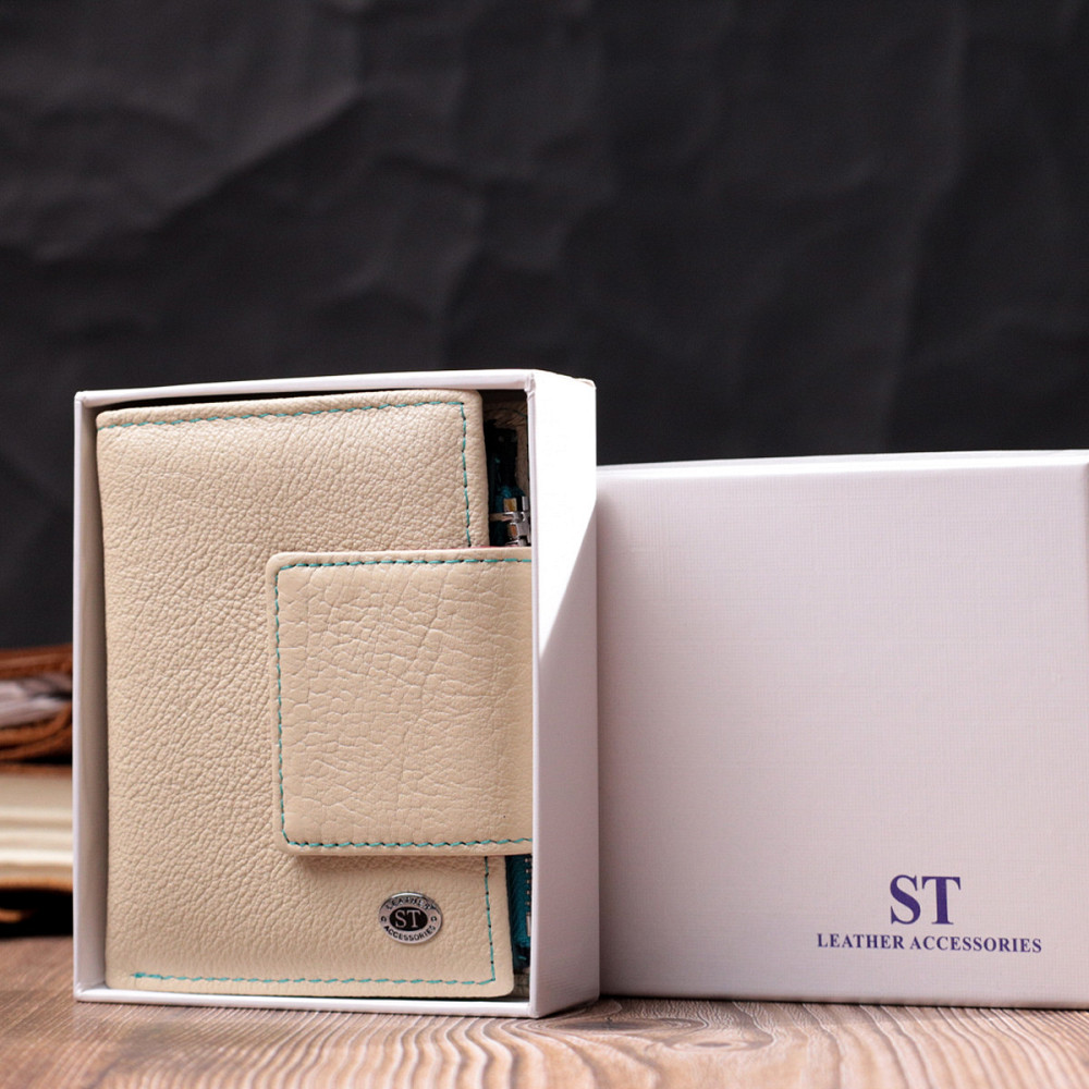 Оригінальне портмоне для жінок із натуральної шкіри Білий (ST Leather) Київ - фото 4