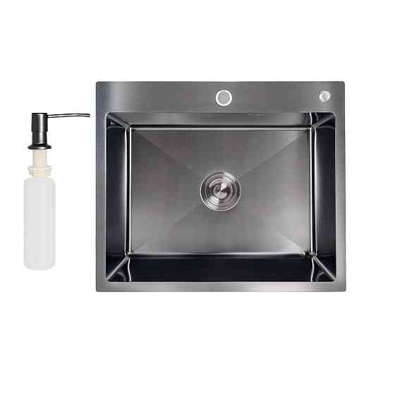 Мийка для кухні інтегрована Lidz Handmade H6050B (LDH6050BPVD43621) Brushed Black PVD 3,0/1,0 мм Київ