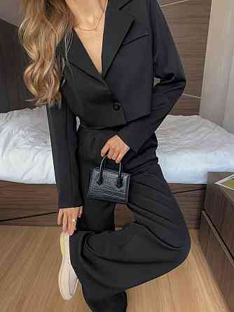 Стильный женский классический костюм из турецкой костюмки. Черный, 44/46 Одесса