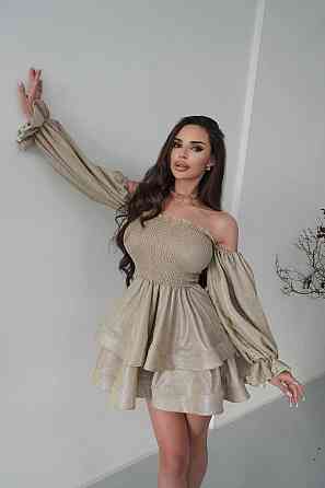Женское романтическое праздничное платье, ткань: люрекс диско Бежевий, 44 Одесса
