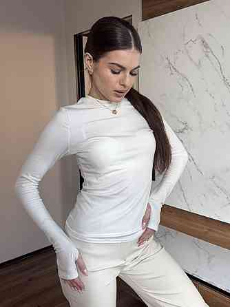 Женский утепленный базовый лонгслив турецкая вискоза с начесом Молочный, 46/48 Одесса