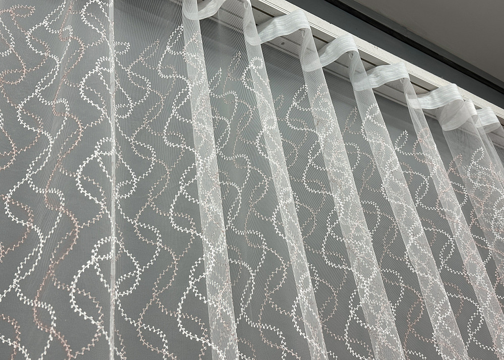 Тюль фатин с вышивкой и люрексом Цвет молочный с пудровым 1835т Киев - изображение 5