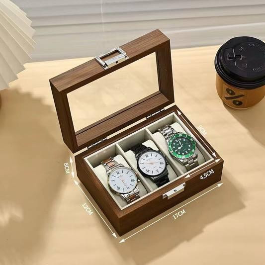 Шкатулка для хранения часов органайзер на 3 отделения деревянная с прозрачным окном,футляр органайзер для наручных часов Каменец-Подольский - изображение 4