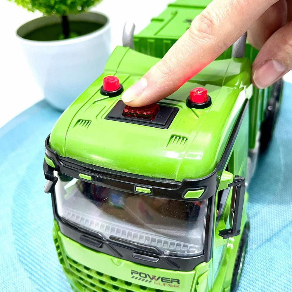 Спецтехніка машинка Сміттєвоз інерційна звук підсвічування рухомі деталі 31 см Зелена (GC017) Чернігів - фото 4