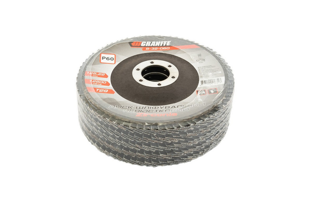 GRANITE Диск шліфувальний пелюстковий конусний GRANITE ZIRCONIA Т29 зерно 60 125×22 мм 5 шт 8-3 Київ - фото 2