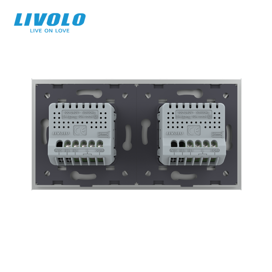 LIVOLO Сенсорний прохідний/перехресний вимикач 3 сенсора (1-2) LIVOLO сірий матове скло Коломыя