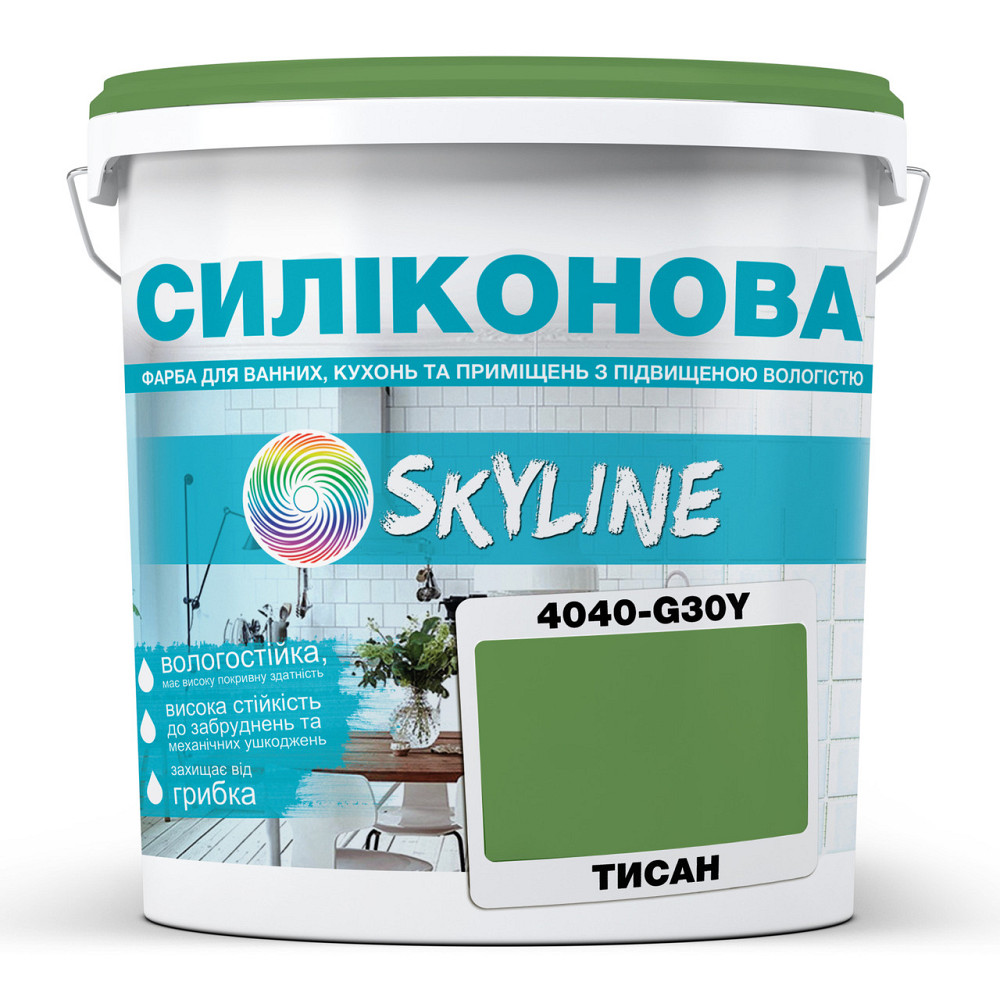 Кольорова Фарба СИЛІКОНОВА Skyline для вологих приміщень 4040-G30Y (C) Тисан 10л Харьков - изображение 1