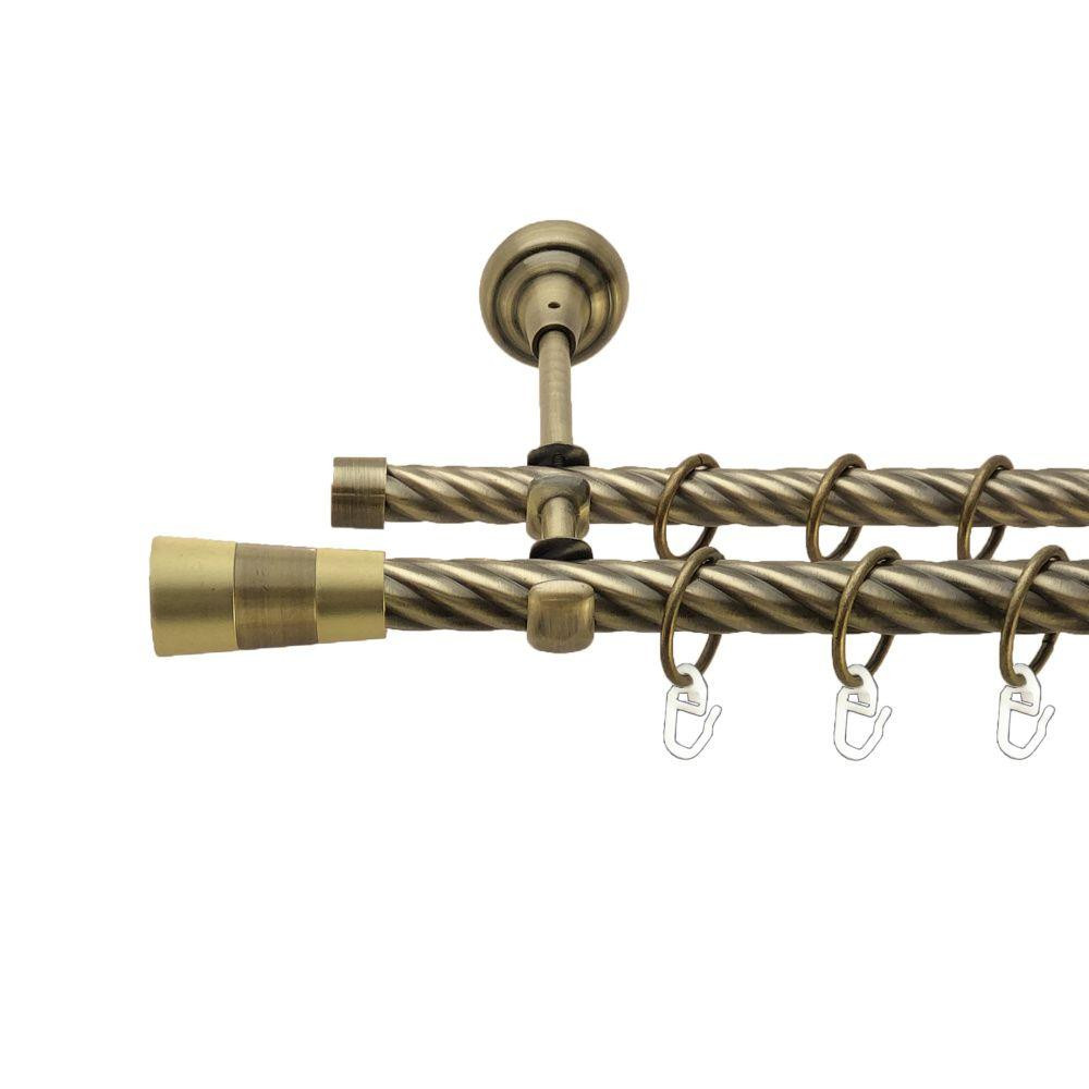 Карниз Orvit Валео металевий дворядний відкритий скручена труба кільце металеве Антик 19\16 мм 200 см (00-00022028) Львів - фото 1