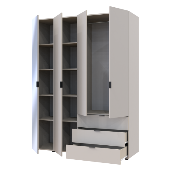 Комплект шаф для одягу Doros Гелар (2 шт.) 155х49,5х203,4 см Дзеркало/Кашемір (DRS-011259) Львів