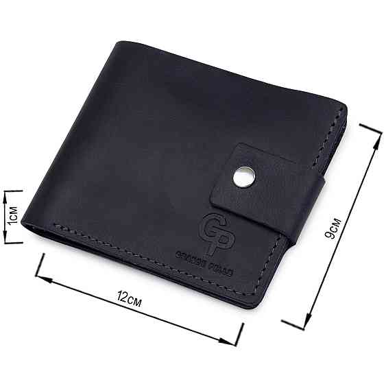 Мужское компактное кожаное портмоне GRANDE PELLE 11519 Темно-синий Киев