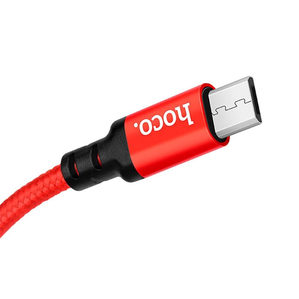 Кабель HOCO X14 USB - Micro 1м, нейлон, чорний-червоний Київ - фото 6