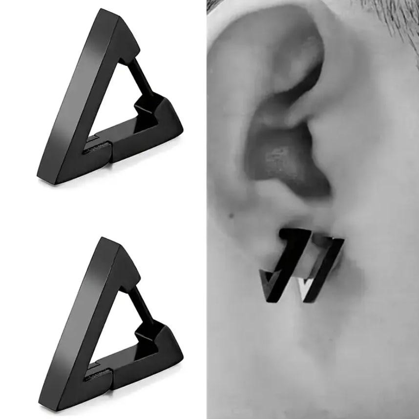 Серьги-пусеты треугольные для мужчин Черная, нержавеющая сталь, 2 шт Киев - изображение 4