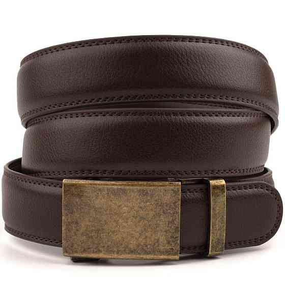 Ремінь з натуральної шкіри з автоматичною пряжкою латунь Vintage 20309 Коричневий Київ