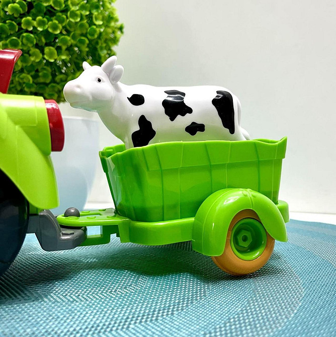 Трактор з причепом світло мелодія вільне колесо знімний причіп фігурка корови Зелений (HD 963) Чернігів - фото 10