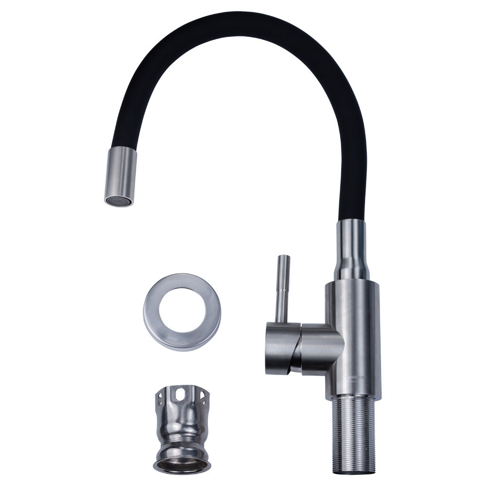 Смеситель KT Ø35 для кухни гусак силиконовый на гайке SS AQUATICA KT-4B570P (9722131) Киев - изображение 3