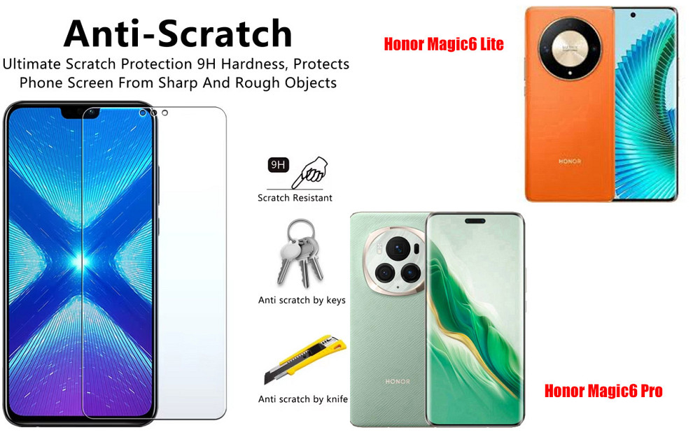 Захисне скло NeoGlass для Honor Magic6 Lite, Honor Magic6 Pro – надпрозоре та стійке Київ - фото 1