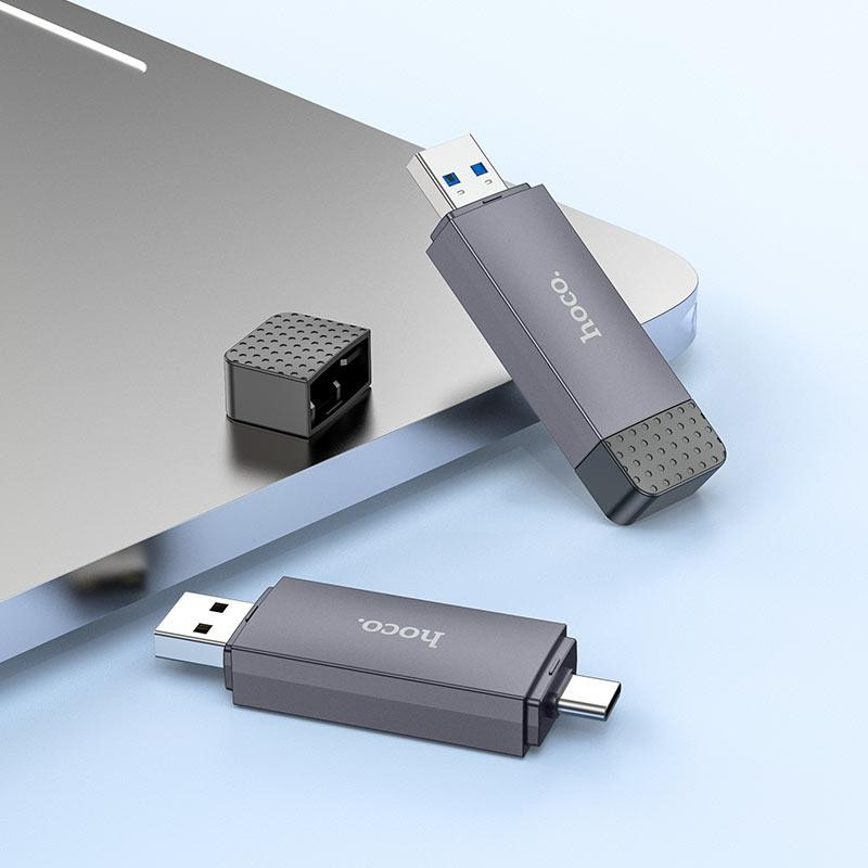 Кардрідер HOCO HB45 Spirit 2-in-1 USB/Type-C 2.0 card reader Metal Gray Одеса - фото 4