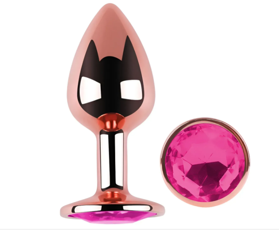 Анальна пробка із кристалом EGZO - Rose Gold Round Plug Rose size M Sex Aura Київ