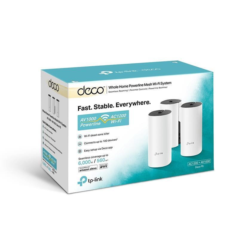 Wi-Fi Mesh-система TP-Link Deco P9 (AC1200 + AV1000, 2хGE WAN/LAN, MESH, MU-MIMO, 2 внутр. антени, 3-pack) ( white ) Харків - фото 2
