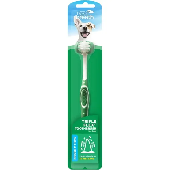 Зубная щетка для собак TropiClean TripleFlex для малых и средних пород (средняя жесткость) Винница