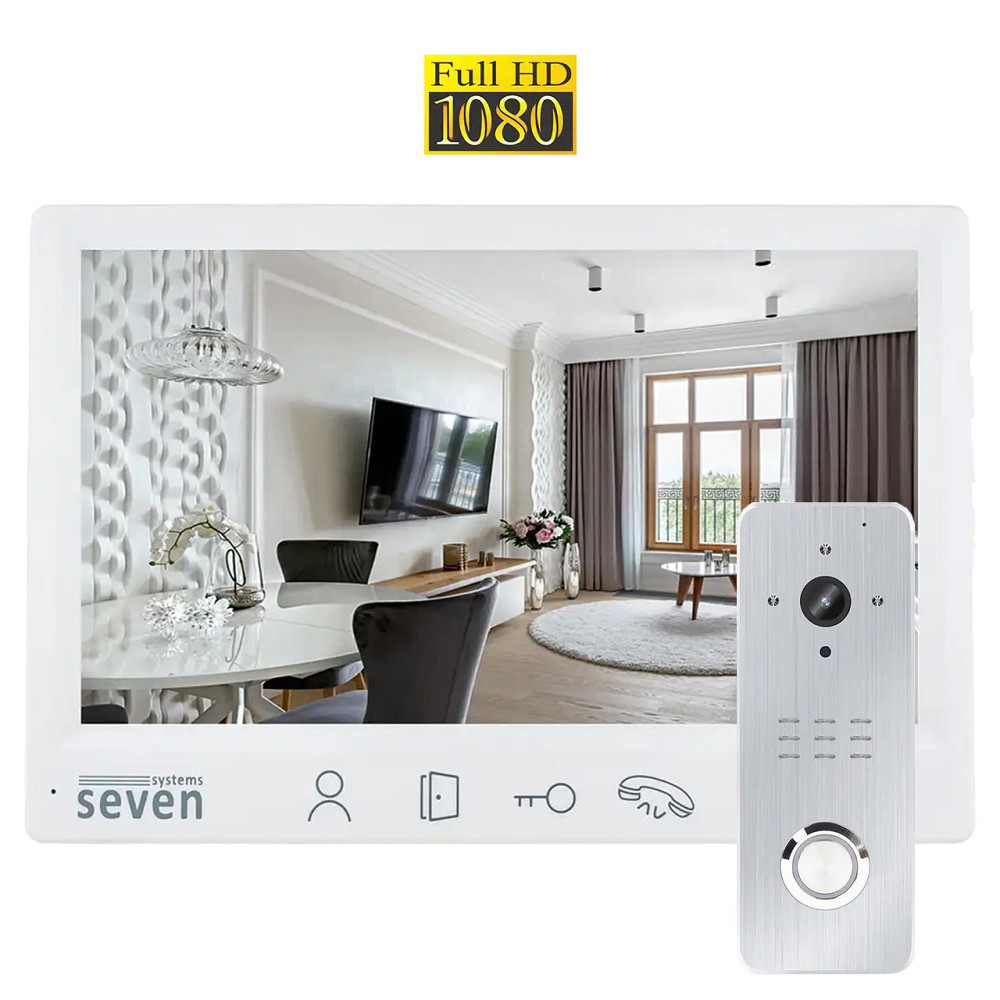 Комплект домофона 7 дюймів із викличною панеллю SEVEN DP-7571/07Kit white Київ - фото 1