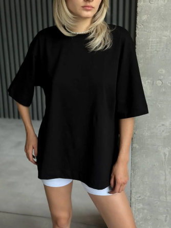 Базова футболка жіноча оверсайз 52/54 Чорний Харків