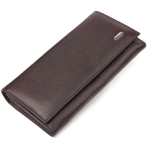 Функциональное женское портмоне с монетницей из натуральной кожи Коричневое (CANPELLINI) Киев