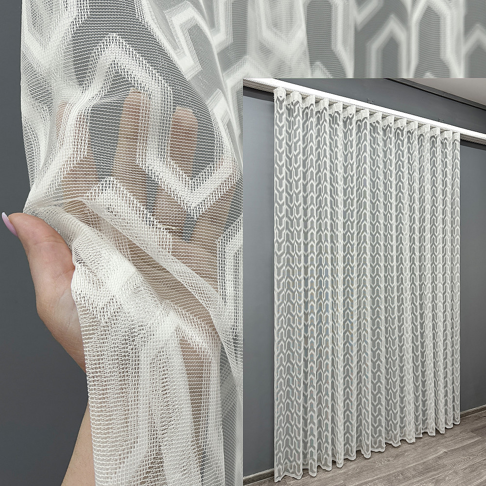 Тюль VR-Textil 2001т Жаккард Молочный 400х270 см (42-1042) Киев - изображение 1
