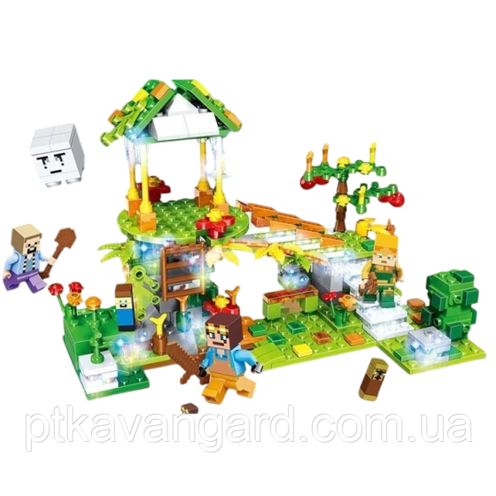 Конструктор Minecraft 556 деталей з LED підсвічуванням блоковий My World 44118 Хмельницький