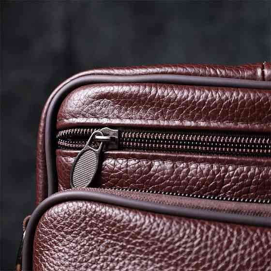 Зручна чоловіча сумка з натуральної шкіри Коричневий (Vintage) Київ