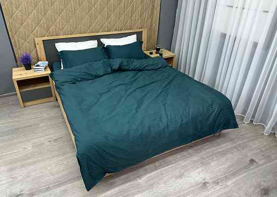 Комплект постельного белья Страйп-сатин Двуспальный 180х220 с простыней на резинке Мурена (88-165) Киев