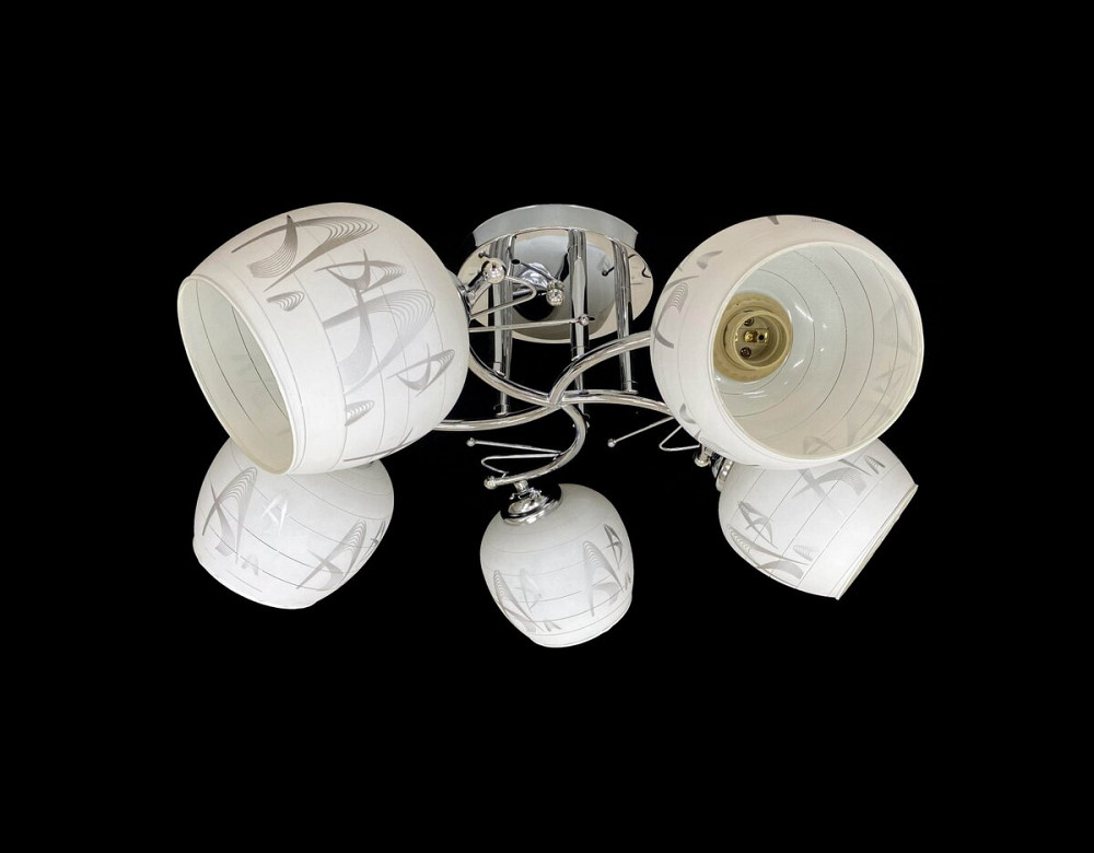 Люстра стельова на 5 прозорих плафонів 9509F/5 Хром Коломия - фото 1