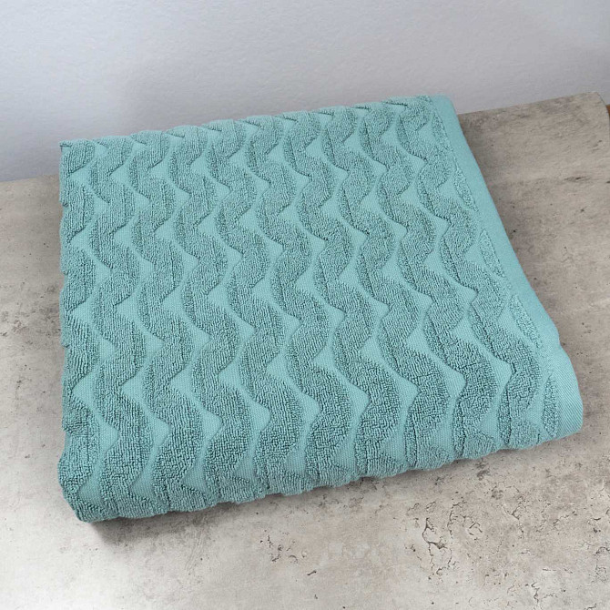 Комплект махровых полотенец Жаккардовых Волна 2шт GM Textile 50х90см, 70х140см 500г/м2 (Мята) Сумы - изображение 2