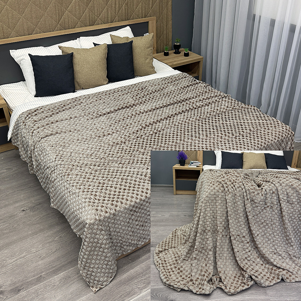 Плед-покривало Шахи 200х210 см (+-5см) Какао (87-036) Київ - фото 1