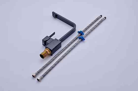 Змішувач для кухні з латунний, з нержавіючої сталі з бічним важелем, колір чорний Кам'янець-Подільський