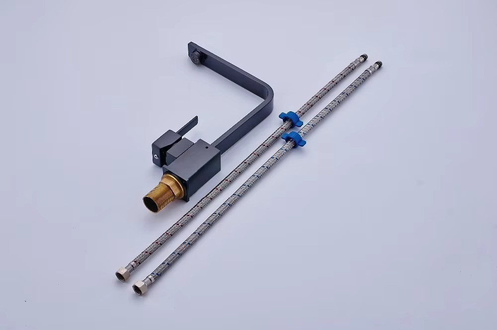 Змішувач для кухні з латунний, з нержавіючої сталі з бічним важелем, колір чорний Кам'янець-Подільський - фото 3