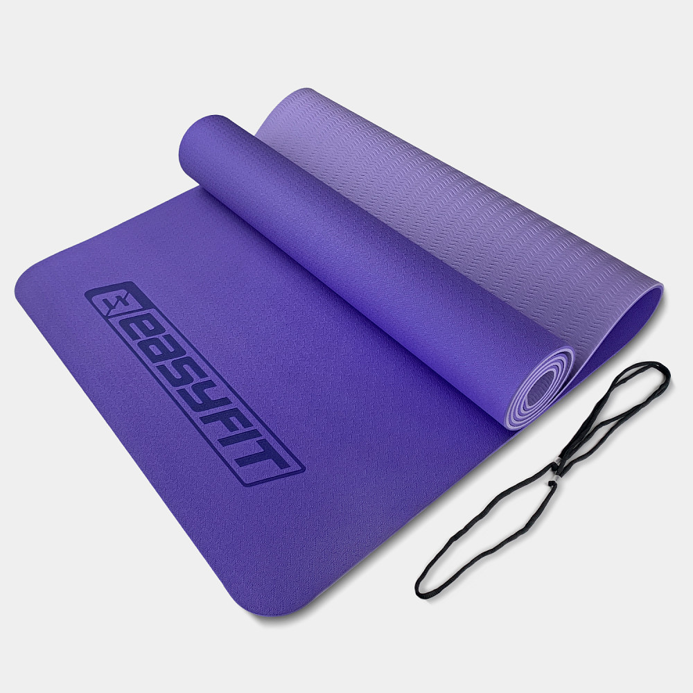 Килимок для йоги та фітнесу EasyFit TPE+TC 6мм двошаровий бузковий-св.бузковий Коломия - фото 1