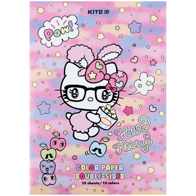 Цветная бумага Kite А4 двухсторонняя Hello Kitty 15л/15 цв (HK24-250) Винница - изображение 1