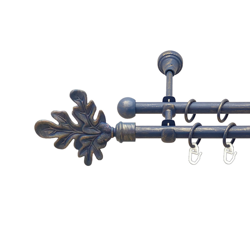 Карниз Orvit Листок Дуба металевий дворядний відкритий Блакить Золота 16\16 мм 160 см (00-00015649) Львів - фото 1