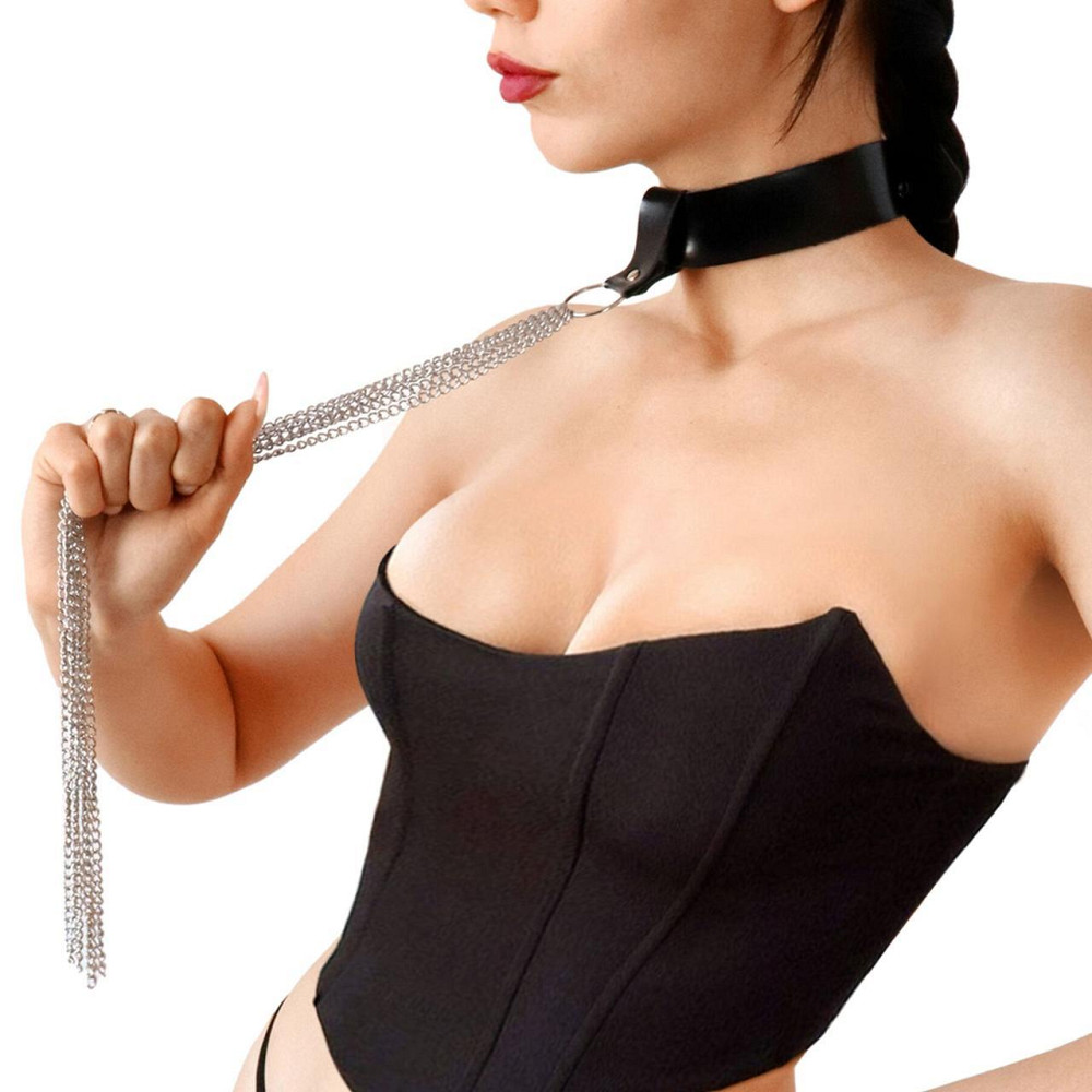 Сексуальний чокер з ланцюгами Art of Sex - Stormy chain and leather Sex Aura Київ - фото 1