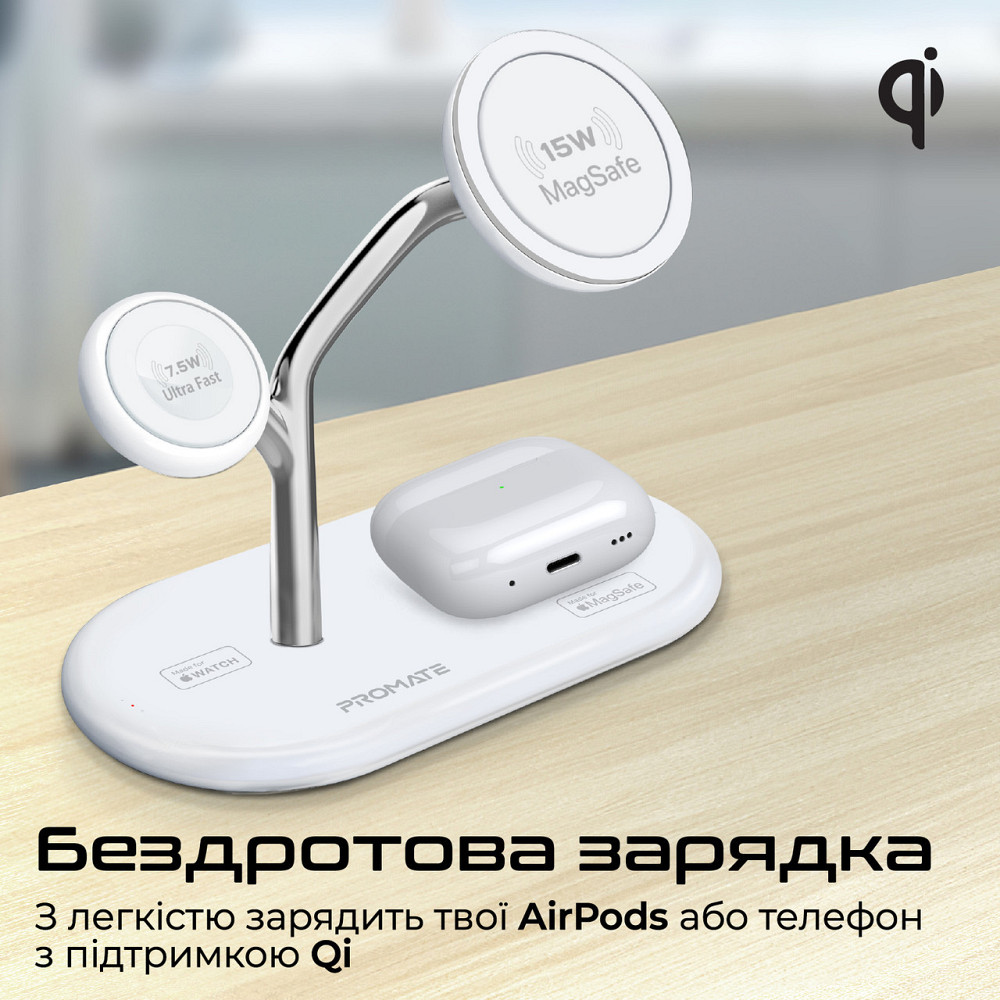 Бездротовий зарядний пристрій Promate Synergy-Pro MagSafe 57W White ( Білий ) Харьков - изображение 6