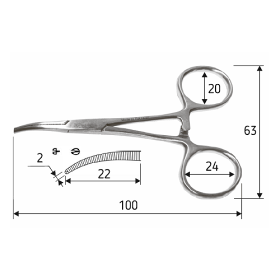 Затискач Halsted-Mosquito, вигнутий, 10 см, J-17-020 Дніпро