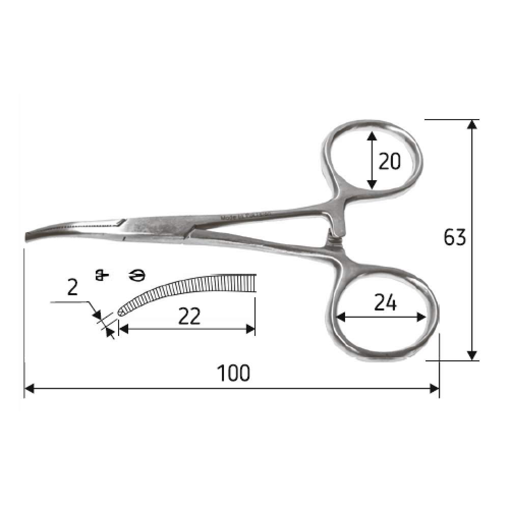 Затискач Halsted-Mosquito, вигнутий, 10 см, J-17-020 Дніпро - фото 2