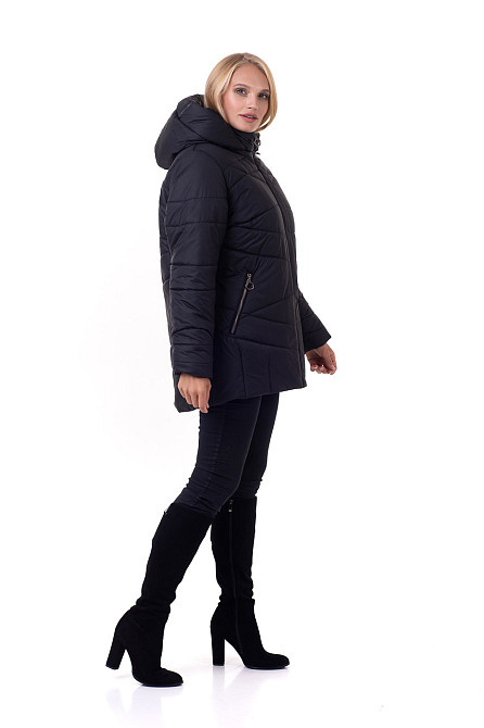 Стильна чорна куртка без хутра Київ - фото 2