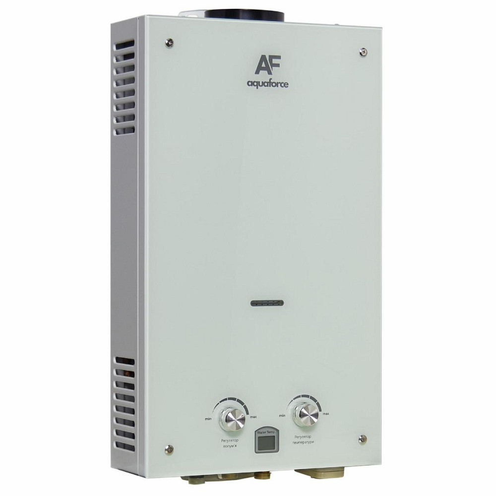 Газова колонка димохідна Aquaforce GPN10-2 біле скло автоматичний газовий водонагрівач 10 л/хв розпал від батарейок Тернопіль - фото 2